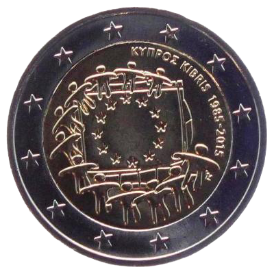 2 euros conmemorativa XXX Aniversario de la Bandera Europea